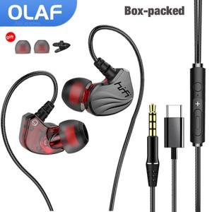OLAF 3.5mm 유형 C 이어폰 핸즈프리 헤드폰, 마이크 이어 버드로 유선, 삼성 Xiaomi 태블릿 용베이스 스테