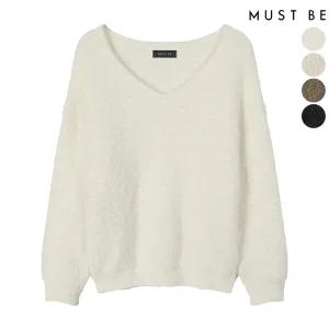 여성 앙고라 브이넥 니트