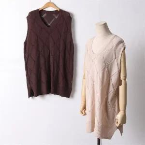 빅사이즈 204 다이아패턴브이넥조끼 DEBI482