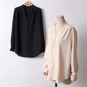 빅사이즈 202 숄더핀턱단추블라우스 DIRI105