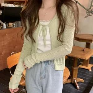 [라일리여성의류] Rly 숏니트 숏가디건 볼레로 펀칭가디건 레이어드가디