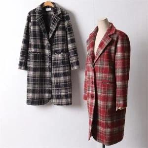 빅사이즈 201 체크포켓버튼롱코트 DIRI009