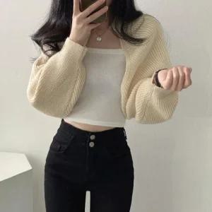 [라일리여성의류] Rly 여자데일리룩 숏가디건 여자 볼레로 니트가디건