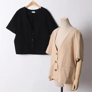 빅사이즈 106 쓰리버튼린넨반팔자켓 DCHD623