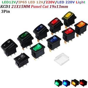4Pcs 21x15mm 3Pin 미니 로커 스위치 패널  19x13mm Led 12V 220V 조명 IP65 토글 O - 전원 시소