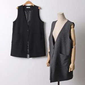 빅사이즈 510 심플포켓버튼엘르조끼 DIRF576