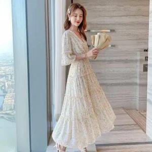 플라워원피스 놀군 프릴원피스 잔꽃원피스 롱원피 (WFKMNYM)