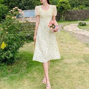 [하프클럽/]다이아네크 체른 셔링 롱원피스 플라워 봄여름원