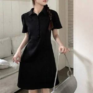 [하프클럽/]A라인원피스 캐주얼원피스 카라넥 스트링원피스