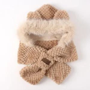 후드 러블리 베어 방한 귀마개 일체형 워머 모자