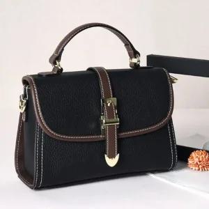 토트크로스 미니 귀여운 가죽 스트랩 가방 블랙 (WFKMOEN)