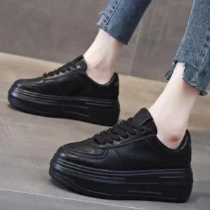 여성 통굽 스니커즈 2가지 가죽 매쉬 타입 키높이 5CM 워킹화 운동화