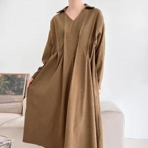 여자 빅사이즈 브이 겨울하객룩 롱원피스
