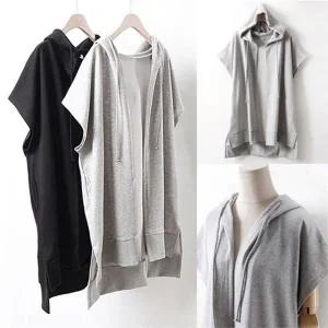 빅사이즈 여성 오픈 트레이닝 후드 면 조끼 H213130