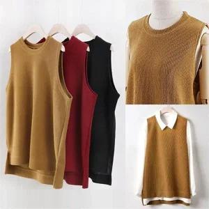 빅사이즈 여성 스프링 베이직 니트 베스트 H213117