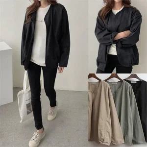 빅사이즈 여성 심플 랍빠 오픈 무지 점퍼 H213028