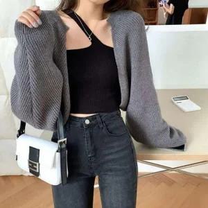 [라일리여성의류] Rly 니트 짜임 스타일 깔끔 봄볼레로가디건 볼레로니