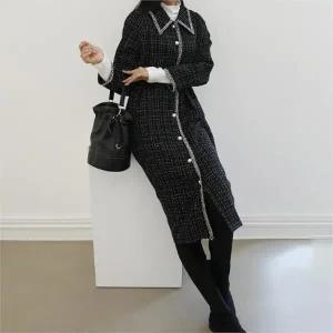 빅사이즈 212 슬릿트위드카라롱코트 DBNK663