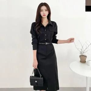 [하프클럽/]원피스 롱원피스 셔츠원피스 외출복 KAA 벨트