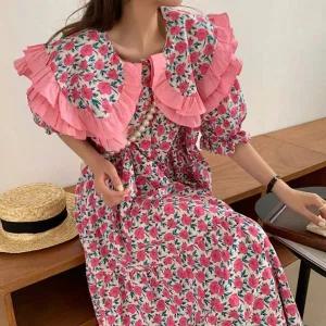 [하프클럽/]핑크 원피스 플라워원피스 휴양지 여름 빅카라