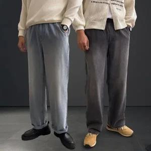 [라일리의류] Rly 아리틱 빅사이즈 올밴딩 세미와이드 청바지 (5c