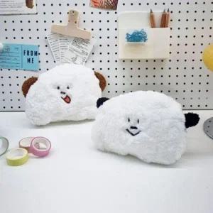 미니 살짝웃음 캐릭터 화이트 파우치