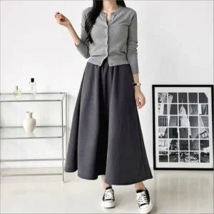 여성 골덴 플레어 A라인 롱스커트 코듀로이 밴딩 겨울 치마 3색