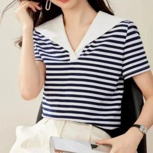 마린 무드 세일러 스트라이프 반팔티