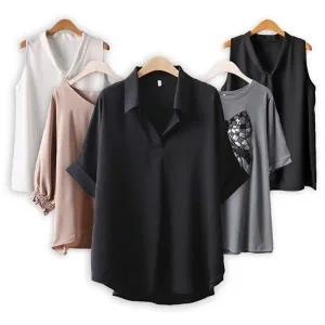 여름 옷 빅사이즈 블라우스 민소매 쉬폰 셔츠 스팽글 티 중년 엄마 미시 오버핏 큰옷