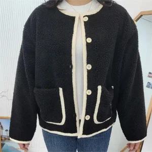 빅사이즈 301 큐트랍바배색뽀글자켓 DDLK780