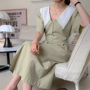 빅사이즈 306 브이배색레이스원피스 DBEP453