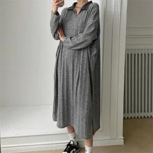 빅사이즈 211 배색카라골지롱원피스 DGLN637