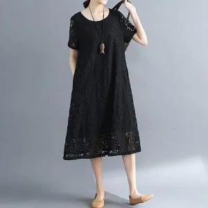 빅사이즈 406 플라워레이스반팔원피스 DNTR107