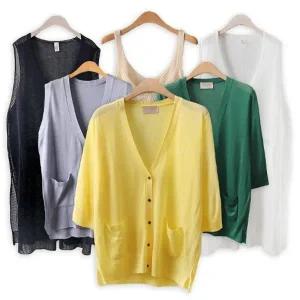 여름 옷 빅사이즈 아이스 쿨 숏 가디건 스카시 크롭 니트 조끼 중년 엄마 미시 오버핏 큰옷