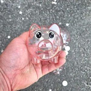 [셀러에이드]투명 핑크 돼지저금통