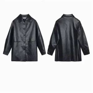 여자 루즈핏 페이크레더 레자 자켓 카라 라이더자켓 간절기 아우터