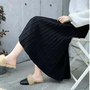 쉬폰스커트 여성 세련 A라인 예쁜 꽈배기 패턴 밴딩 코디 스커트