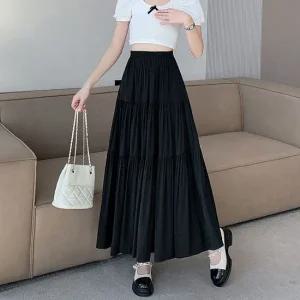 프릴치마 여신룩 프릴 캉캉 허리밴딩 레이스 롱 스커트