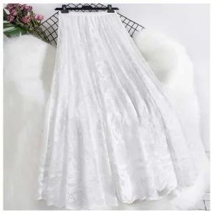 레이스 밴딩 레이스  가을 치마 플레어 여성 봄 고무줄