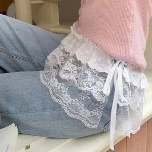 여자미니치마 레이스 플라워자수 프릴 랩 스커트 여성 레이어드 치마