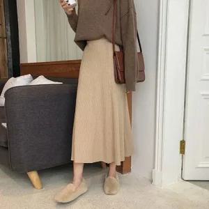 니트스커트 여성 슬림핏 캐주얼 니트 롱 스커트 치마