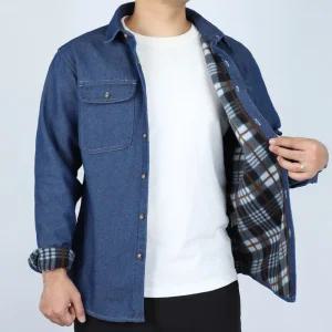 남자청남방 겨울 기모 캐주얼 데님 셔츠 빅사이즈