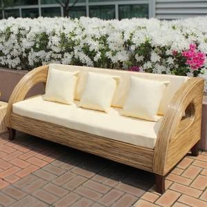 몰디브 라운드형 내추럴 라탄 3인용소파