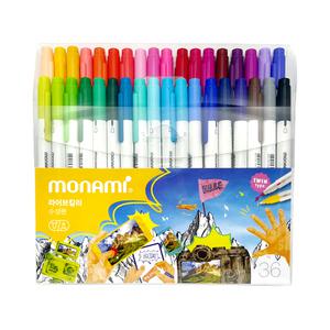 모나미 라이브칼라 36색세트 트윈타입 수성펜 컬러링 다이어리 꾸미기