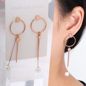 STBM284 써지컬스틸 진주 드롭 귀걸이