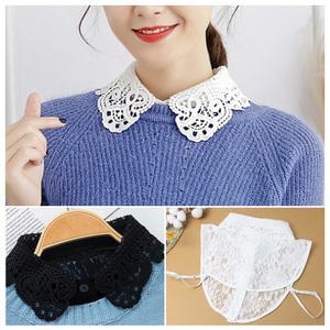 VJ_SH모티브레이스 블라우스 셔츠 레이어드카라 페이크카라 맨투맨 니트 레이어드