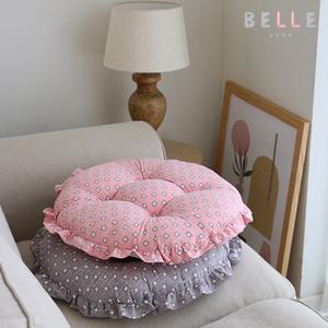 세미 크로스 프릴 원형 방석 M/L (의자/강아지방석)