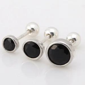 SP500_오닉스 베젤큐빅 은피어싱 정품 925 법정 순은 실버피어싱 은귀걸이 큐빅귀걸이