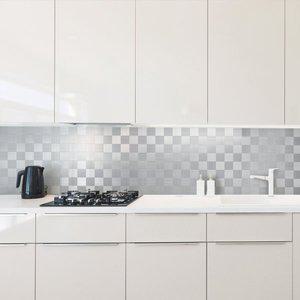 [마이월플레이즈]접착식 주방 알루미늄 메탈 타일 사각실버