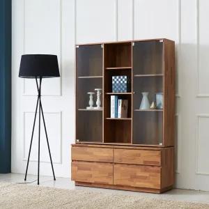 [우아미가구]이브릴 투서랍 유리책장 1200